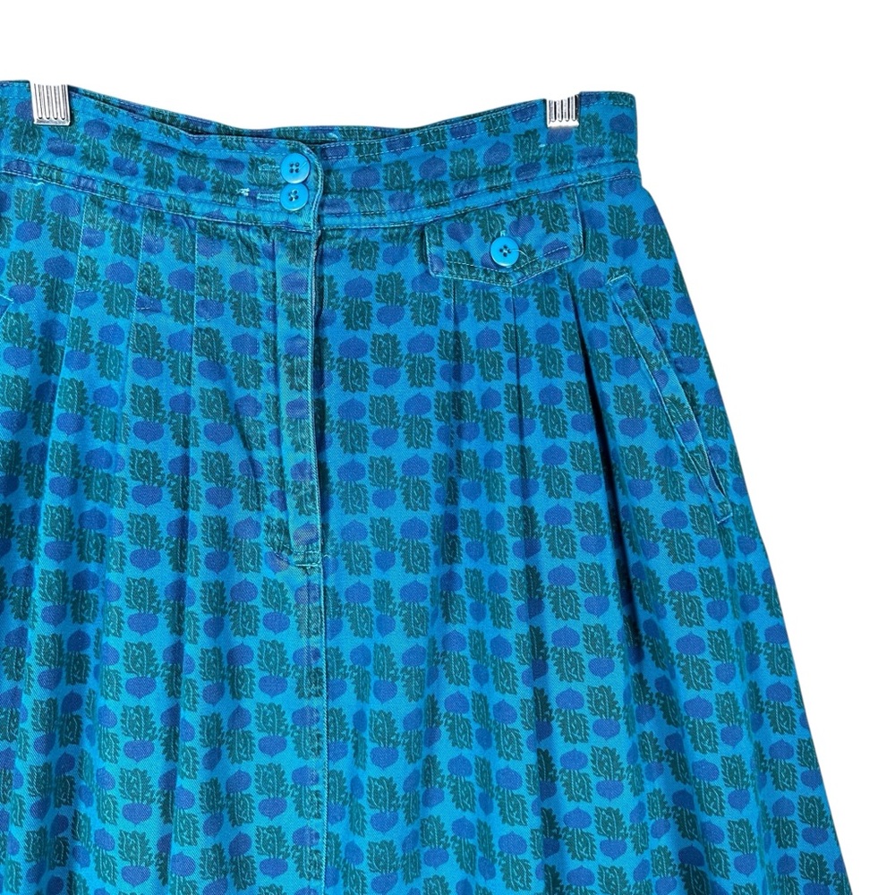 VINTAGE Beet Print Flated Cottagecore Midi Flare Skirt - Picture 6 of 10